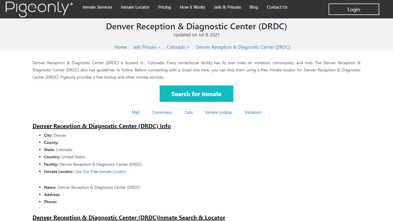 Denver Reception & Diagnostic Center (DRDC) Inmate Lookup ...